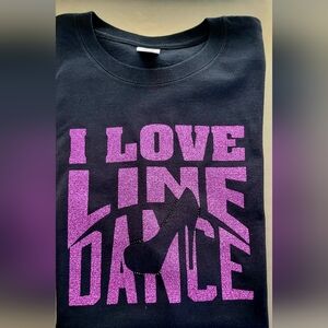 I love Line Dance Purple Glitter Tee with Stilletto